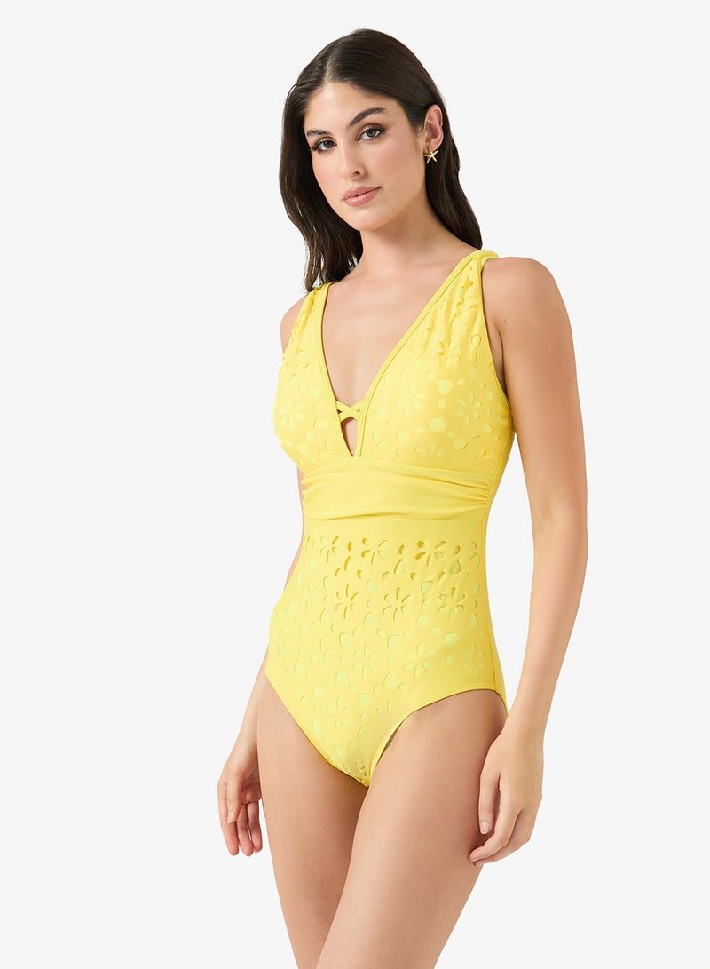 ELLA Plunge Neck Swimwuit With A-line Beach Skirt - Image 3